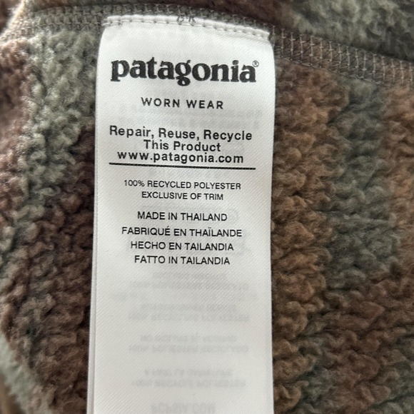 Patagonia Pullover Mens Large Green Camo Better Sweater 1/4 Zip Fleece - Picture 3 of 9